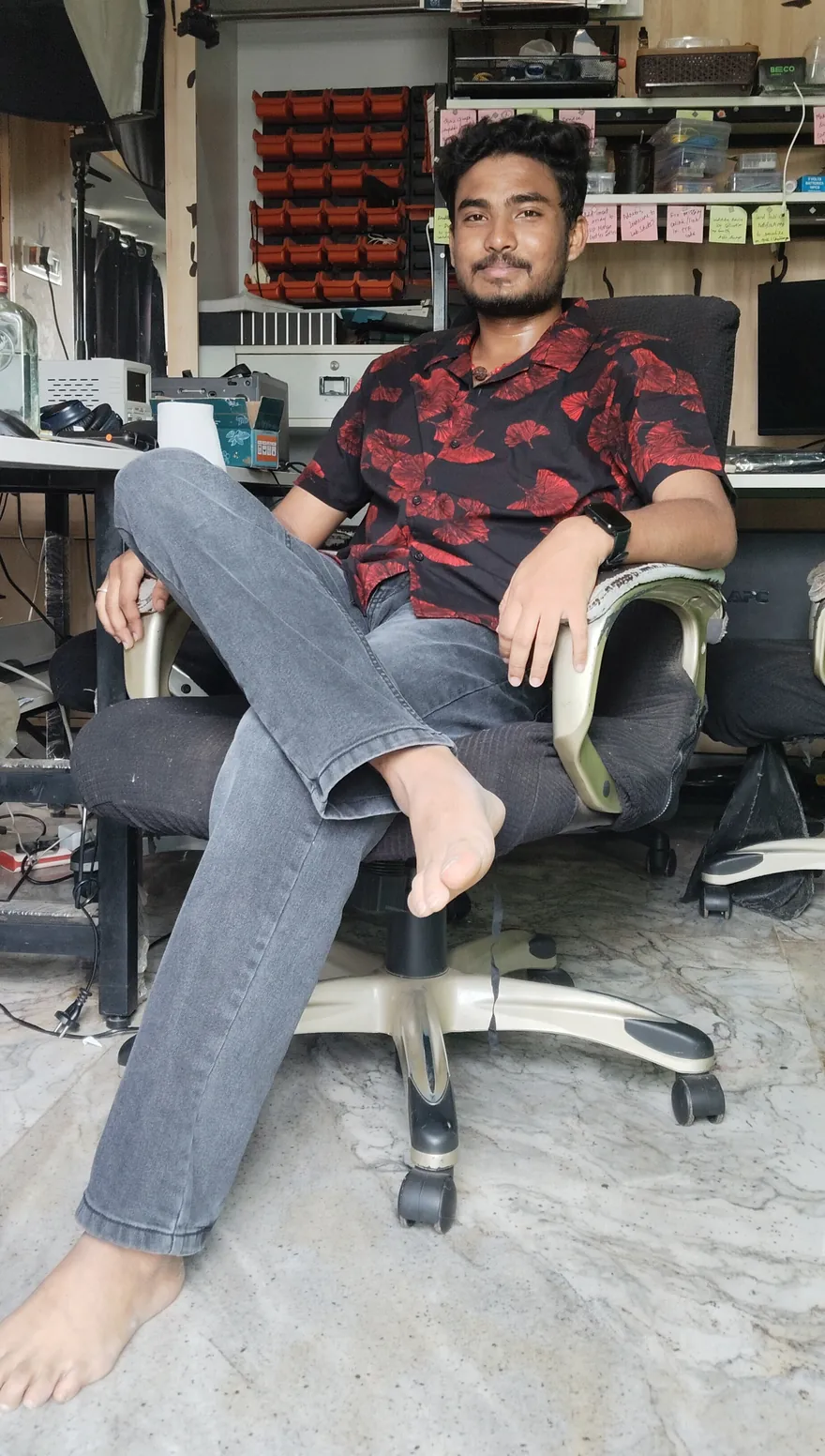 Surethan S seated in his workspace
